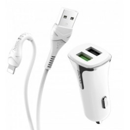 HOCO Z31 DOUBLE PORT QC3.0 CAR CHARGER SET(LIGHTNING)