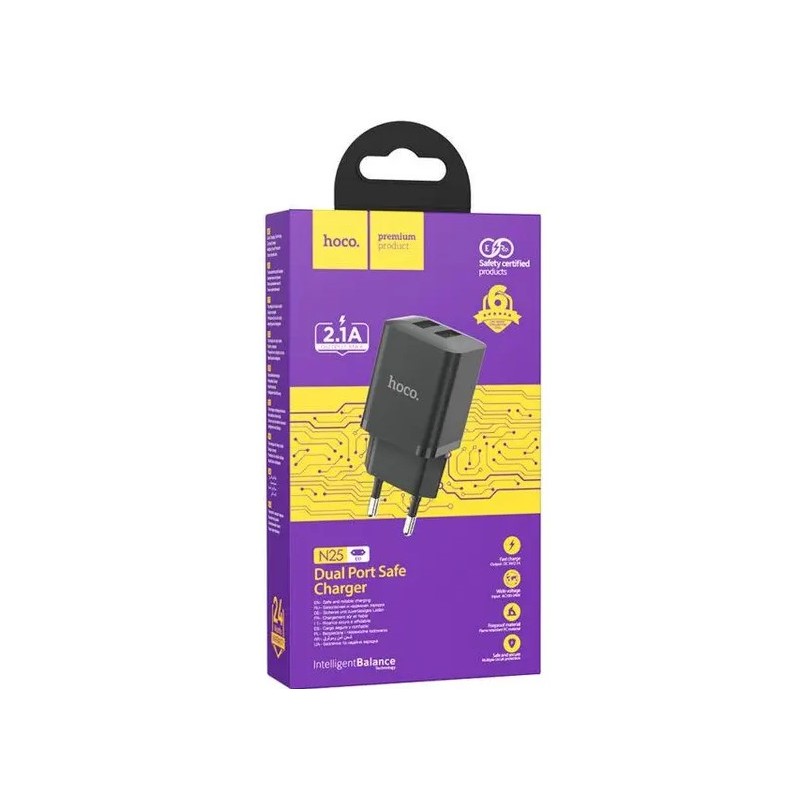 HOCO N25 DUAL PORT CHARGER 2.1A HOCO CARICABATTERIE HOCO N25 DUAL PORT CHARGER 2.1A HOCO CARICABATTERIE