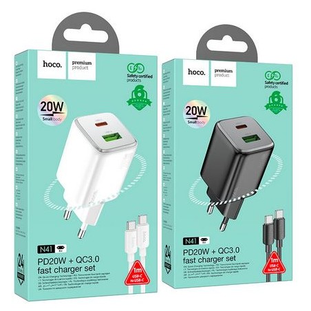 HOCO N41 DUAL PORT 20W FAST CHARGER HOCO CARICABATTERIE
