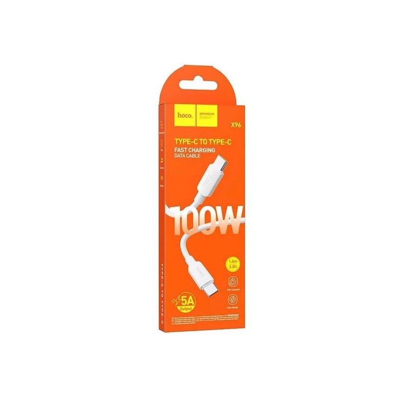 HOCO X96 100W CHARGING DATA CABLE TYPE-C TYPE-C WHITE HOCO CAVI