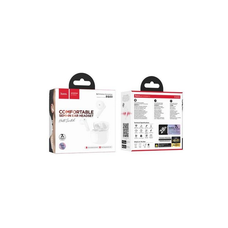 HOCO EQ33 WIRELESS BT HEADSET WHITE HOCO AURICOLARI E CUFFIE BLUETOOTH