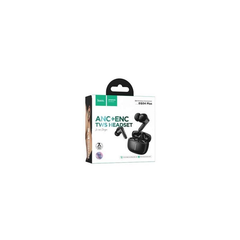 HOCO EQ34 PLUS ANC+ENC TRUE WIRELESS BT HEADSET BLACK HOCO AURICOLA...