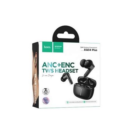 HOCO EQ34 PLUS ANC+ENC TRUE WIRELESS BT HEADSET BLACK HOCO AURICOLA...