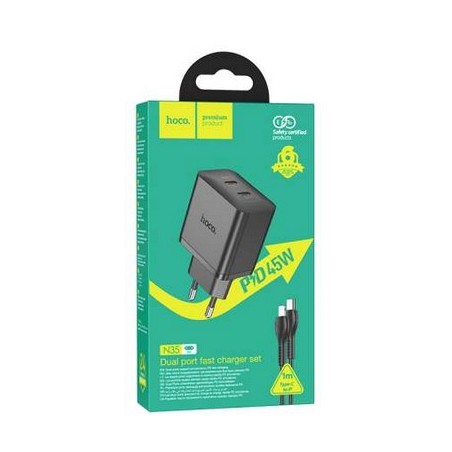 HOCO N35 STREAMER DUAL PORT PD45W TYPE-C LIGHTNING BLACK HOCO CARIC...
