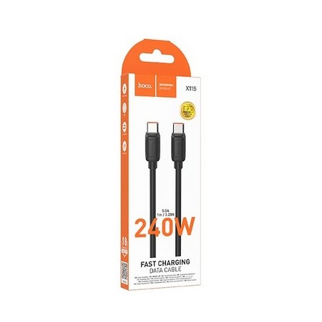 HOCO X115 240W FAST CHARGING DATA CABLE TYPE-C TO TYPE-C BLACK HOCO...