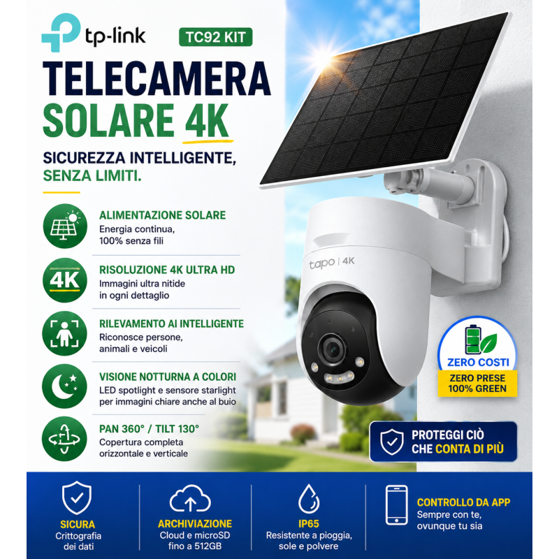 TP-LINK TC92 KIT Smart Wire-Free Ind/Out Security Camera + solar pa...