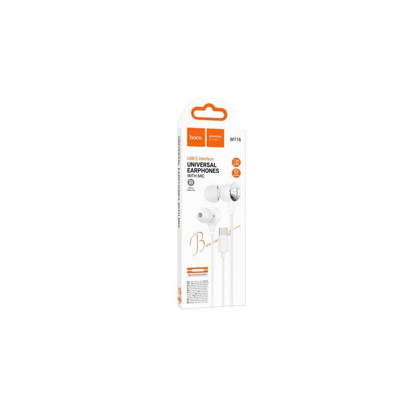 HOCO M116 UNIVERSAL DIGITAL EARPHONES TYPE-C WHITE HOCO AURICOLARI