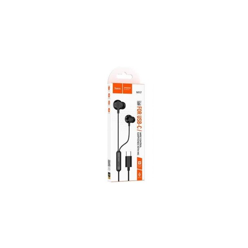 HOCO M117 UNIVERSAL DIGITAL EARPHONES TYPE-C BLACK HOCO AURICOLARI