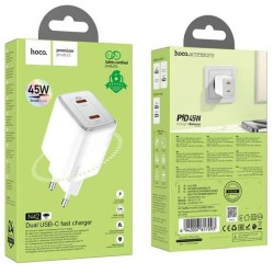 HOCO N42 DUAL PORT 45W CARICATORE RAPIDO BIANCO HOCO CARICABATTERIE