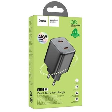 HOCO N42 DUAL PORT 45W CARICATORE RAPIDO NERO HOCO CARICABATTERIE