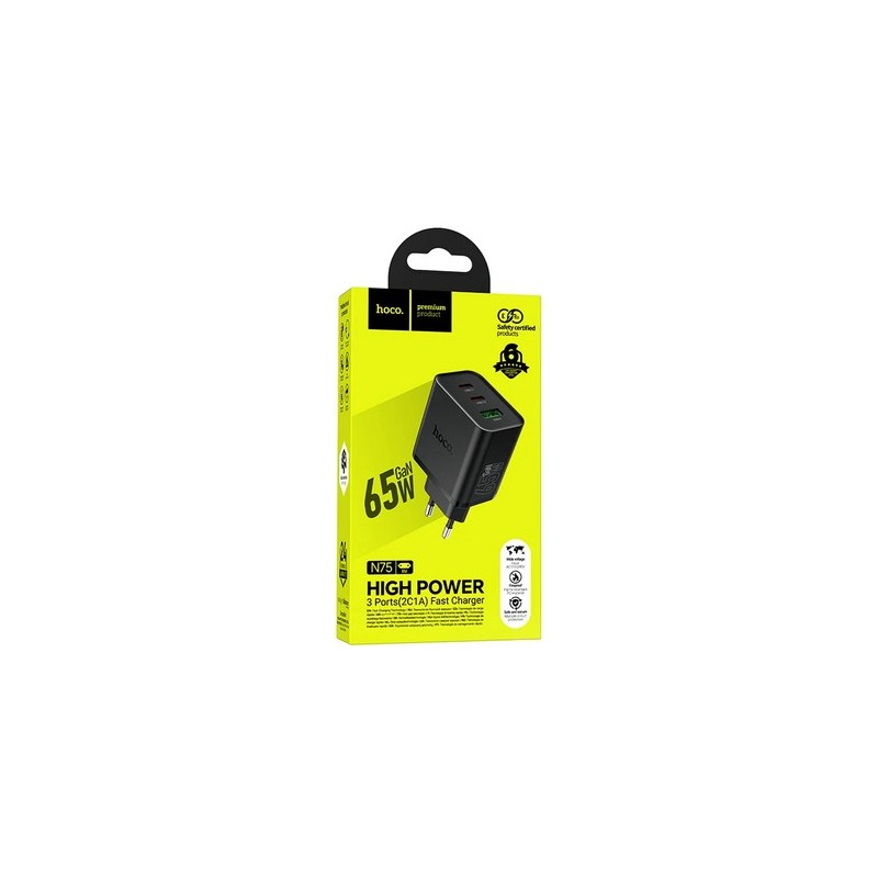 HOCO N75 SINGLE PORT 65W CARICATORE NERO HOCO CARICABATTERIE