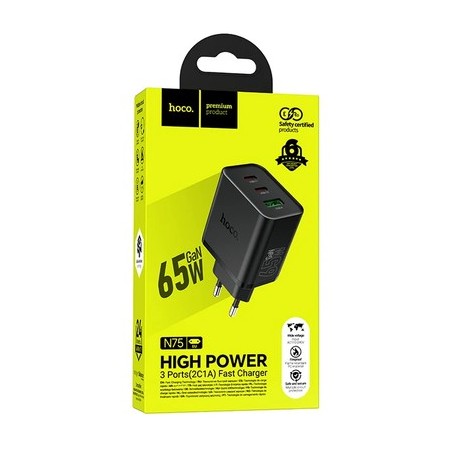 HOCO N75 SINGLE PORT 65W CARICATORE NERO HOCO CARICABATTERIE