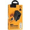HOCO N75 SINGLE PORT 65W CARICATORE NERO CON CAVO TYPE-C HOCO CARIC...