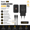 HOCO N77 SINGLE PORT 45W CARICATORE NERO CON CAVO TYPE-C HOCO CARIC...
