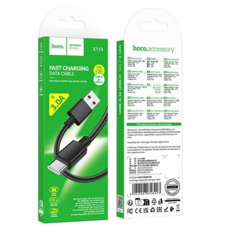 HOCO X119 CAVO USB-TYPE-C BLACK HOCO CAVI