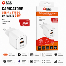 SGS CARICATORE USB+USB-C 35W SGS CARICABATTERIE