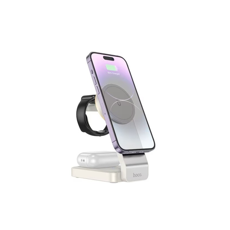 HOCO CQ3 FOLDING 3IN1 MAGNETIC WIRELESS FAST CHARGER WHITE HOCO CAR...