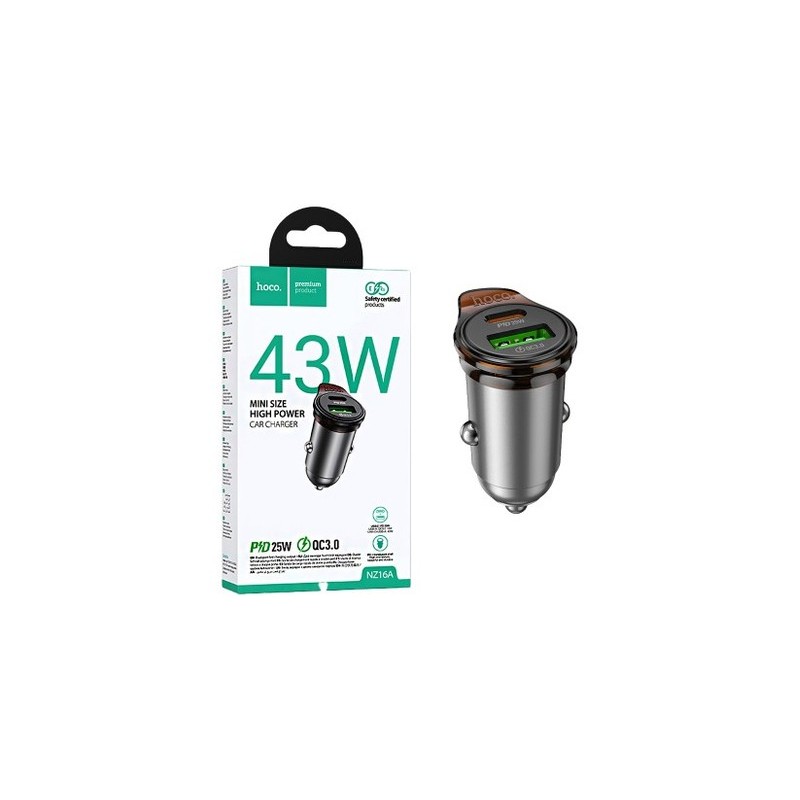 HOCO NZ16A DUAL PORT 43W CAR CHARGER HOCO CARICABATTERIE AUTO