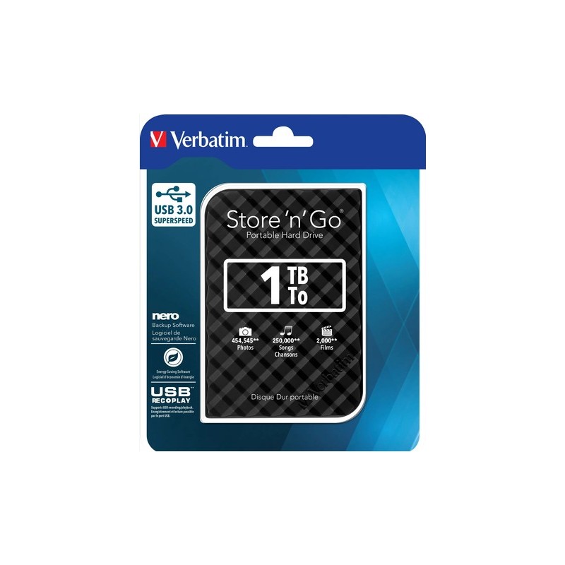 VERBATIM HDD STORE N GO 2.5 GEN 2 USB 3.0 1 TB NERO VERBATIM HD