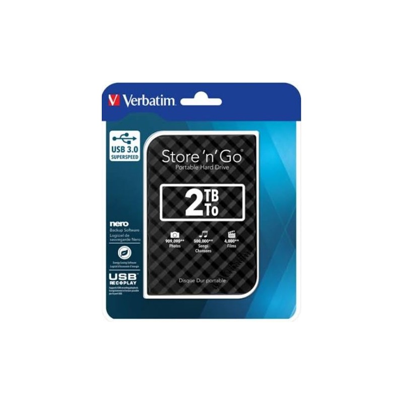 VERBATIM HDD STORE N GO 2.5 GEN 2 USB 3.0 2 TB NERO VERBATIM HD