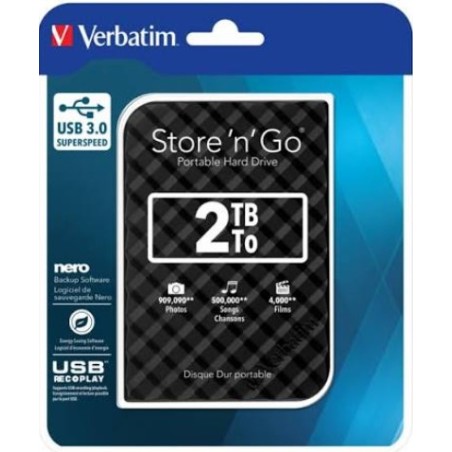 VERBATIM HDD STORE N GO 2.5 GEN 2 USB 3.0 2 TB NERO VERBATIM HD