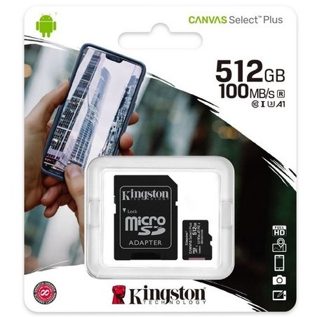 KINGSTON MICRO SD 512GB CLASSE 10 100MB/s KINGSTON MEMORY CARD
